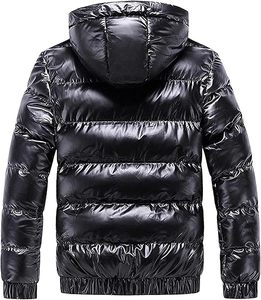 Chaqueta acolchada con revestimiento brillante con capucha invierno acolchado impermeable a prueba de viento transpirable aislado cálido logotipo personalizado Puff impresión - Product Image 3