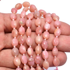 Piedras preciosas de ópalo rosa peruano natural, cuentas ovaladas lisas de 7x9 mm, ópalo raro, piedras semipreciosas sueltas para la elaboración de joyería. - Product Image 2