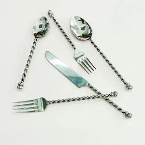 Juego de cubiertos de metal sostenible Cubiertos de acabado brillante con cuchillo Cuchara Tenedor Esparcidor de catering para bodas y otros artículos - Product Image 6