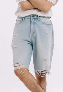 High Street déchiré en détresse hommes Oem conception lavé à l'acide Denim Jean Shorts vêtements de plein air blanc hommes Shorts - Product Image 3