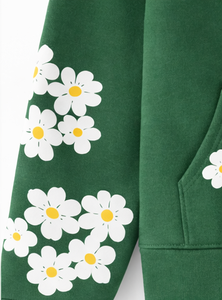 Sudadera con Capucha Extra Grande Unisex Personalizada de Doble Capa con Estampado Floral, Sudadera de Invierno Gruesa 100% Algodón, Diseño Forrado en la Parte Delantera - Product Image 4