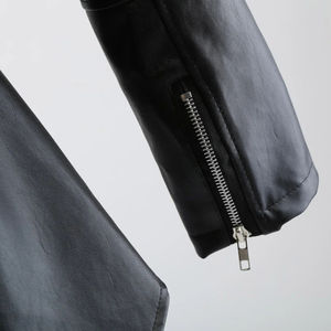 Chaqueta de cuero con cremallera delgada para mujer Retro americana, cortavientos Punk para motocicleta, solapa, Bodycon, prendas de vestir, cuero PU procesado con tinte - Product Image 5