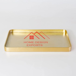 Plateau de service alimentaire en métal fini or brillant au prix de gros - Product Image 3
