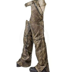 Chaps de moto western en cuir véritable pour hommes et femmes, de haute qualité, séchage rapide, confortables, chaps complets, fermeture à boutons personnalisable - Product Image 2