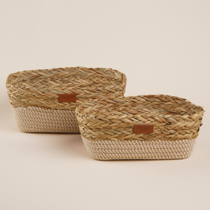 ชุดตะกร้าเก็บของสานจากหญ้าทะเล งานแฮนด์เมด ผิวธรรมชาติ - Product Image 3