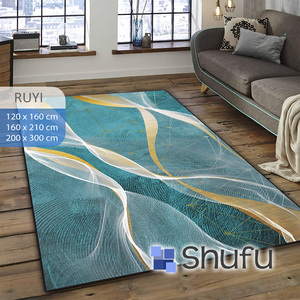 พรมปูพื้นลายโมเดิร์นแบบนามธรรม Shufu ขนปานกลาง ผลิตจากผ้าแฟลนเนล พร้อมแผ่นยางกันลื่นแบบเทอร์โมพลาสติก ป้องกันสารก่อภูมิแพ้ ชุดพรมปูพื้น - Product Image 3