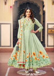 Pure Fancy Work & Khatli Handwork Mirror & Cotton Mal Full Inner Quick Dry Wedding & Party Collection Kurti con Dupatta - Product Image 2