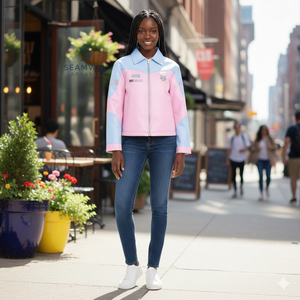 Chaqueta de Cuero PU para Mujer Gamma Phi Delta, con Cierre Frontal, Bordado Suave, Estilo Casual y Elegante - Product Image 4