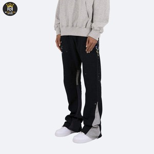 กางเกงขาบานฮิปฮอปกีฬาของผู้ชายกางเกงผ้านุ่มสีพื้นผสมกางเกงวอร์มใส่สบาย - Product Image 2