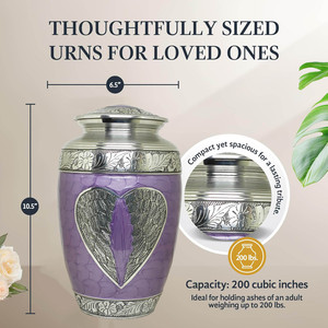 โกศเผาศพสีม่วงรูปหัวใจสีเงิน |   งานฝีมือ ทนทาน ปรับแต่งได้ เป็นมิตรกับสิ่งแวดล้อม สไตล์คริสเตียน ยุโรป/อเมริกา 220 คิวบิก - Product Image 3