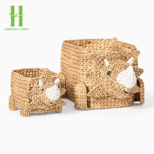 Cesta tejida a mano de jacinto de agua Woof más vendida, estante de almacenamiento de animales hecho a mano de HNH Craft, cesto de lavandería tejido de Vietnam - Product Image 5