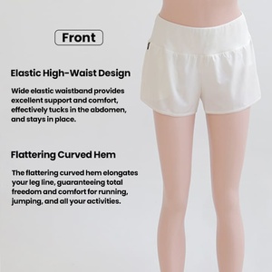 Shorts de Yoga 2 en 1 con Forro de Compresión Incorporado, Bolsillo con Cremallera, Shorts Ligeros para Correr, Fabricante OEM ODM Personalizado - Product Image 3