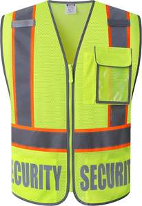High Visibility <b>Reflective</b> Security <b>Vest</b> for Men and Women Canvas Fabric Reversible 5 Pockets Front Zipper Mesh Safety <b>Vest</b> - Product Image 2