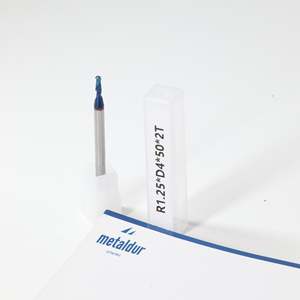 Fresa de Metal Duro METALDUR 2.5*50, 2 Filos, Punta Esférica, Azul, 65HRC, Recubrimiento Nano, para Router CNC, Diámetros de Vástago de 4mm, 6mm y 10mm, 4 Filos - Product Image 1