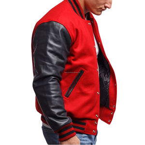 Chaqueta Varsity Unisex de Poliéster/Algodón con Parches Vintage y Mangas de Cuero Sintético, Chaqueta Bomber Clásica con Letras, Estilo Retro Americano - Product Image 2