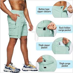 กางเกงขาสั้นคาร์โก้เอวยางยืดสูงสำหรับผู้ชาย แห้งเร็ว เหมาะสำหรับเดินทาง ท่องเที่ยวกลางแจ้ง ตกปลา ตั้งแคมป์ ใช้งานได้หลากหลาย - Product Image 6