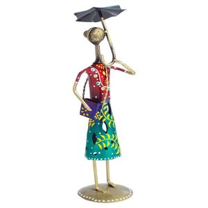 Figurine multicolore en fer forgé artisanale avec parapluie Figurine unique pour la décoration intérieure - Product Image 4