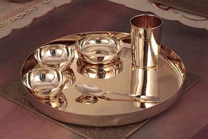 Nouveau design cuivre acier inoxydable bronze thali ensemble pour servir la vaisselle hôtel design classique au prix de gros en gros - Product Image 3