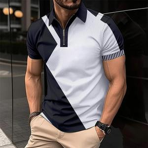 Camiseta de Polo de manga corta con cremallera para hombre, camiseta de Golf cómoda con estampado 3D de lujo para todos los días, hecha 2025 algodón, 100% - Product Image 3