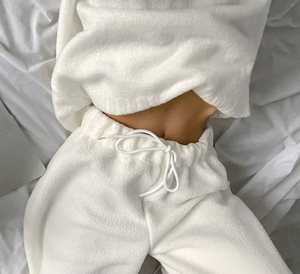 Women's Winter Warm <b>Sherpa</b> Athletic Sweatpants <b>Jogger</b> Fleece Fluffy Plush Wide Legs Elastic Waist 100% Cotton Pants with Pockets - Product Image 2