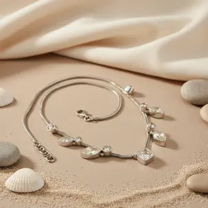 Collier en argent 925 avec zircone cubique pour femmes, bijoux en cristal - Product Image 1