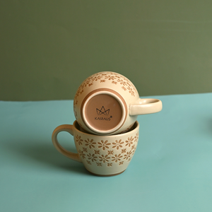 Juego de 2 Tazas de Té de Porcelana Estilo Nórdico en Color Beige Gardenia, Aptas para Lavavajillas y Microondas, Regalo - Product Image 1