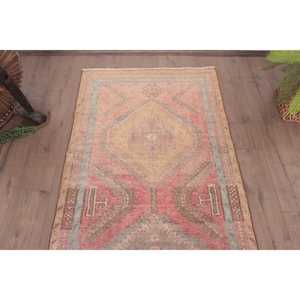 3.1x8.7 ft <b>Runner</b> Turkish <b>Rug</b>, Pink Southwestern Vintage <b>Rug</b> - Product Image 4
