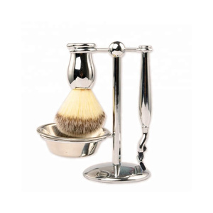 Kit de rasage pour homme en acier inoxydable léger et durable avec rasoir à double tranchant, support de brosse et bol, logo personnalisé, couleur personnalisée - Product Image 2