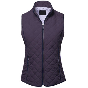 Chaqueta ligera sin mangas con cuello levantado de poliéster con cierre de cremallera estilo cortavientos para mujer personalizada chaleco acolchado - Product Image 2