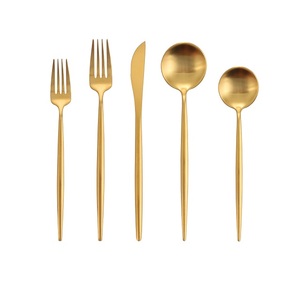 Classic Design Gold Finished Metal <b>Cutlery</b> <b>Set</b> With Slim Long Handle for Home & Wedding Dinnerware Flatware <b>Sets</b> - Product Image 4
