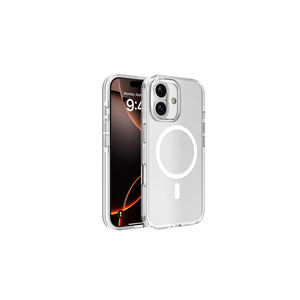 Coque arrière transparente en silicone antichoc compatible MagSafe pour iPhone 16, style Netzy Ins, protection de l'appareil photo - Product Image 1