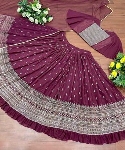 Venta al por mayor diseñador algodón seda bordado secuencia trabajo Lehenga Choli Dupatta indio pakistaní fiesta desgaste étnico ropa Surat - Product Image 6