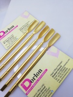 Pousse-cuticules professionnel en acier inoxydable Dorlon durable et réutilisable, plaqué or, double face, pour manucure et nail art