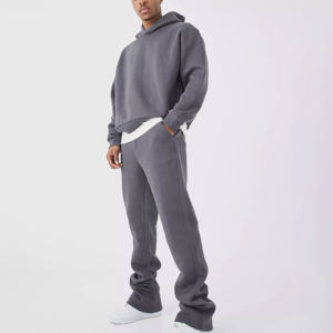 Survêtement d'hiver respirant et surdimensionné pour hommes Sweatshirt et pantalon gris foncé Cosy Fleece 2 in 1 Casual Athletic Lounge Wear - Product Image 1