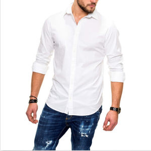 Vente en gros de t-shirt pour hommes Herren Langarmhemd Freizeit Business Hemd Herren Kariert Streetwear Slim Fit Plain Tshirt Expédition DDP - Product Image 1