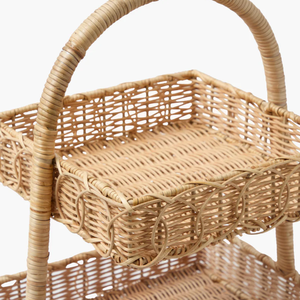 Support de service carré en rotin tressé écologique à deux niveaux, plateaux de cuisine, plateau de service pour cupcakes, fruits, desserts en provenance du Vietnam - Product Image 3