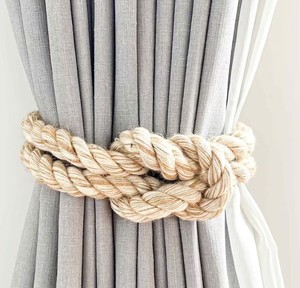 Atador de Cortinas de Algodón y Yute con Nudo de Arrecife, Atador de Cortinas Rústico, Atador de Cortinas Bohemio, Atador de Cortinas Boho Chic, Atador de Cortinas de Algodón - Product Image 1