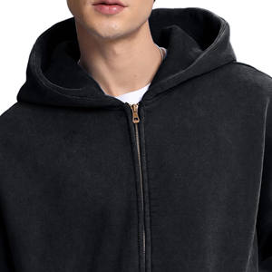 Tissu de haute qualité Full Zip Hoodies Heavyweight Blank Haute qualité 100% coton personnalisé brodé unisexe Zipper Hoodie - Product Image 3