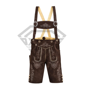 Pantalones Cortos de Cuero de Gamuza Marrón Oscuro Estilo Bávaro Alemán para Hombre con Tirantes, Traje Tradicional de Oktoberfest para Hombre, Trachten - Product Image 6