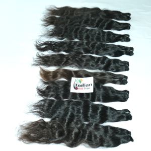 Extensions de cheveux humains 100% vierges bruts non traités, cheveux indiens ondulés naturellement alignés sur les cuticules, double trame machine, en mèches - Product Image 1