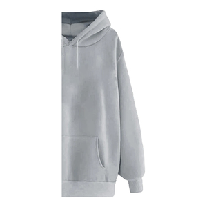 Sudadera con Capucha para Mujer, Color Gris, Invierno, 100% Algodón, Felpa, Ecológica, Transpirable, Resistente al Viento, Logotipo Bordado en la Parte Delantera, Servicio OEM - Product Image 5