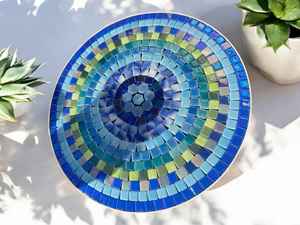 Dazzling <b>Mosaic</b> Side Table: Iridescent <b>Art</b> - Blue Coffee Table - Side Table - Livingroom Decor - Gift - Product Image 4