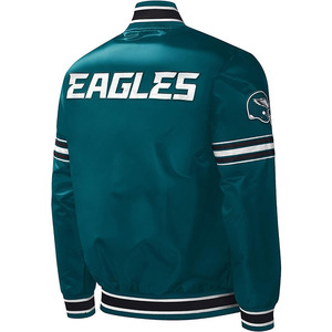 Blousons d'aviateur de haute qualité pour hommes fabrication de vestes universitaires en satin pour hommes avec broderie et appliques personnalisées et boutonnées - Product Image 3