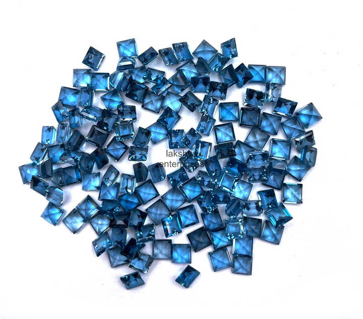 4mm London Blue Topaz Square Cut Loose Stone Beads for Jewelry Making ...
