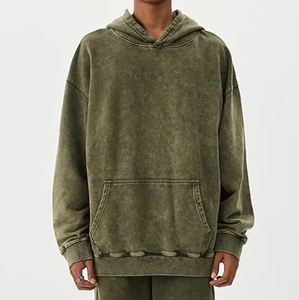 Ropa Deportiva Personalizada al por Mayor con Logotipo, para Hombre y Mujer, Corte Regular, Felpa Gruesa de 410g, 100% Algodón, Invierno, Estilo Vintage, Lavado Ácido - Product Image 4