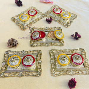 Plateau de Kumkum et Chawal en plaqué or et plaqué or et beau motif Thali's pour les saisons Puja et Festivals - Product Image 5