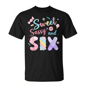 Maglietta Promozionale per Ragazze: Compleanno 6 Anni - Dolce, Audace e Divertente - Outfit per Festa di Compleanno - Product Image 2