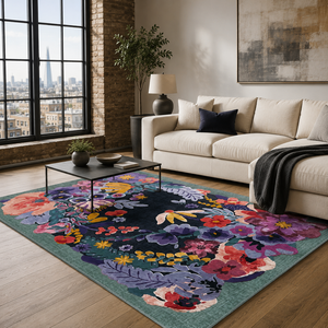 Alfombra Lavable Tradicional Ardebil Marina RW7114 de Rug Weavers, Venta al por Mayor con Envío Directo, Chenilla Lavable, 10 Tamaños - Product Image 1