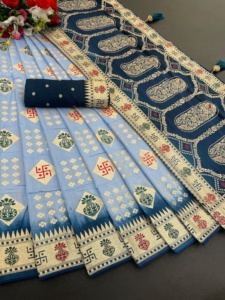 Nuevo lanzamiento Dola tela de seda Sari viscosa pesada Zari tejido para ropa de boda floral étnica - Product Image 6