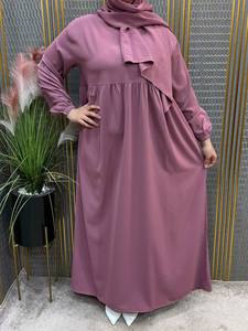 Robe Abaya Traditionnelle en Crêpe pour Femme, Robe Longue Modeste à Manches Longues avec Hijab Intégré, Style Musulman Islamique, Été, Tailles L-XXL - Product Image 3